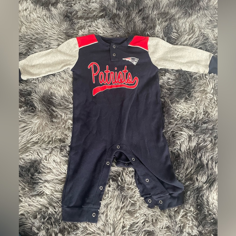 Patriots 12 month long sleeve, long pants onesie